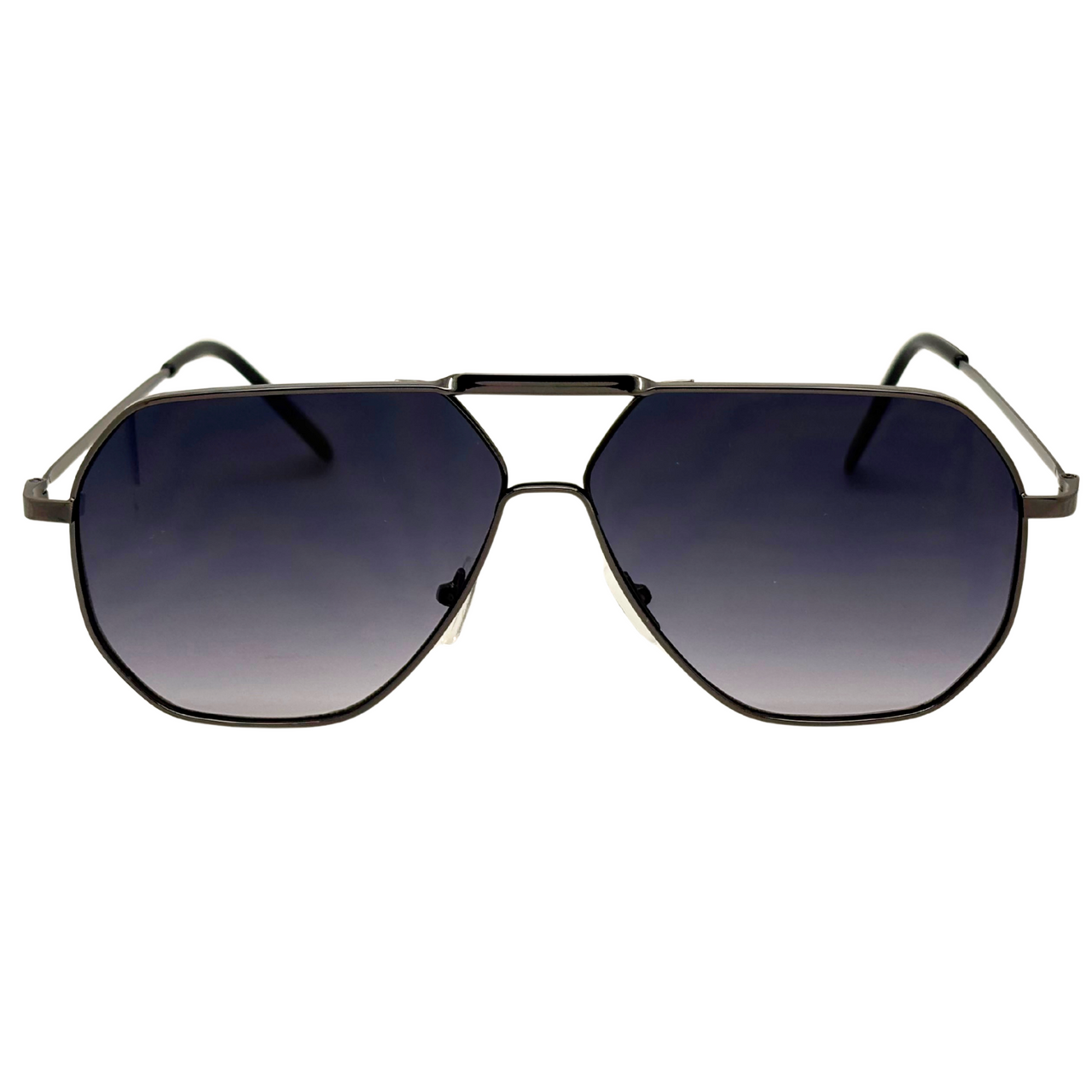 Aviator sunglasses with gradient lenses on a white background